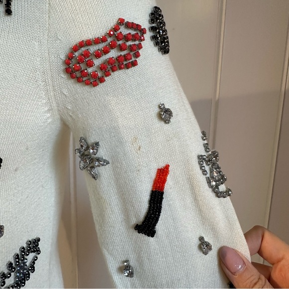 🎀SOLD🎀Alice + Olivia Must Have Embellished Sequin Ivory Cardigan - Picture 10 of 12